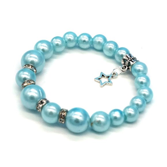 My Bead Emporium Jewelry - 🎉Hostess Pick🎉 Bracelet Blue Pearls with Rhinestones.